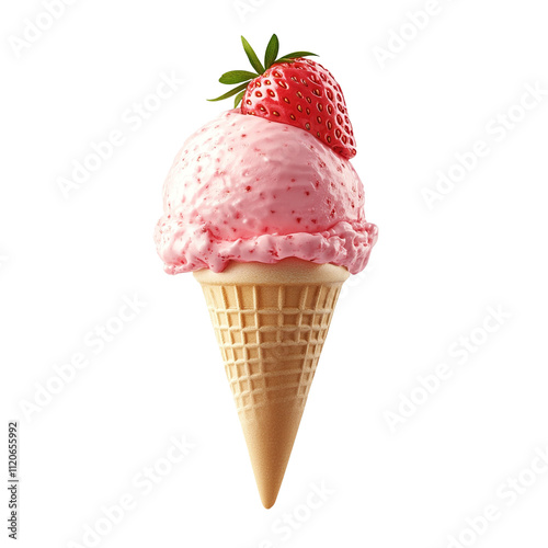 Strawberry Ice Cream in Waffle Cone