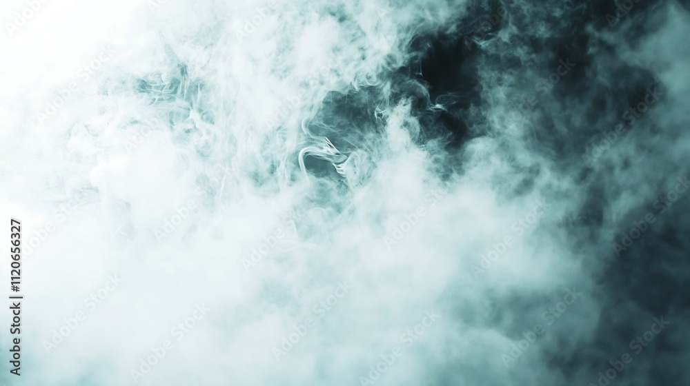 Fototapeta premium Mysterious Rolling White Smoke on Black Background for Moody Atmospheric Effects : Generative AI