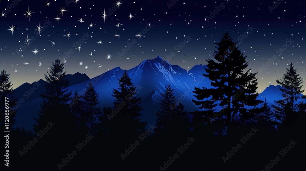 Naklejka premium Blue dark night sky with many stars