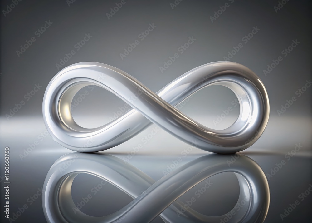 A shimmering white glass infinity symbol set against a grey backdrop, embodying abstract art, modern design, and minimalist aesthetics, perfect for contemporary symbolism. A shimmering white glass infinity symbol set against a grey backdrop, embodying abstract art, modern design, and minimalist aesthetics, perfect for contemporary symbolism.