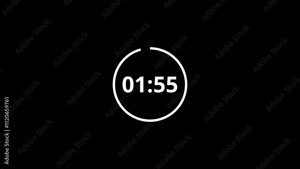 Two minute circle countdown timer animation on transparent background with alpha channel countdown video Two minute circle countdown timer animation on transparent background with alpha channel countdown video