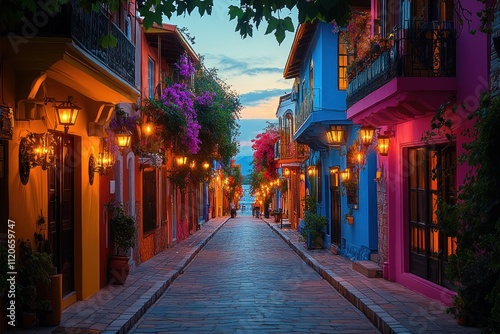 Vibrant Night Scene of Colorful Street in Johor Bahru Malaysia