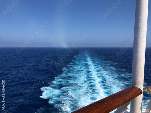 Cruise ship sailing away