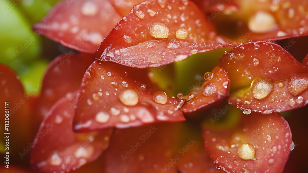 Macro of vibrant red succulent petals adorned with glistening raindrops and lush texture : Generative AI Macro of vibrant red succulent petals adorned with glistening raindrops and lush texture : Generative AI