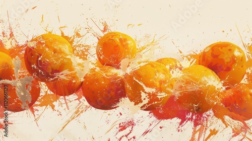 Illustration symbolizing Battle of Oranges with vibrant colors and movement photo