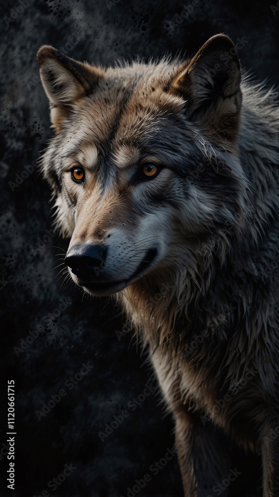 Mysterious Wild Wolf Under Dark Abstract Sky Captured in High Quality Professional Photography for Powerful and Artistic Impact Mysterious Wild Wolf Under Dark Abstract Sky Captured in High Quality Professional Photography for Powerful and Artistic Impact