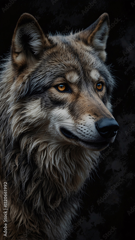 Powerful Wild Wolf in Shadowy Abstract Landscape Artistic and Professional Photography with Exceptional Details Powerful Wild Wolf in Shadowy Abstract Landscape Artistic and Professional Photography with Exceptional Details