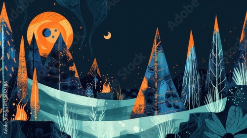 Nordicinspired stock illustration for Jaanipevs solstice celebration photo