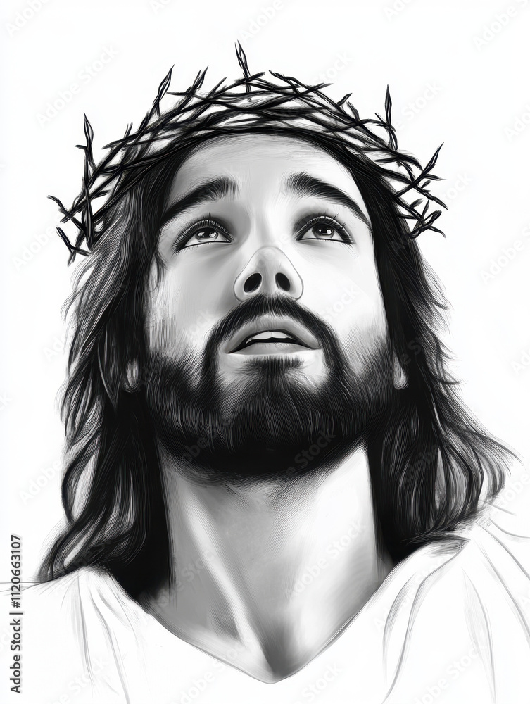 Jesus with Crown in Artistic Raw Style Jesus with Crown in Artistic Raw Style