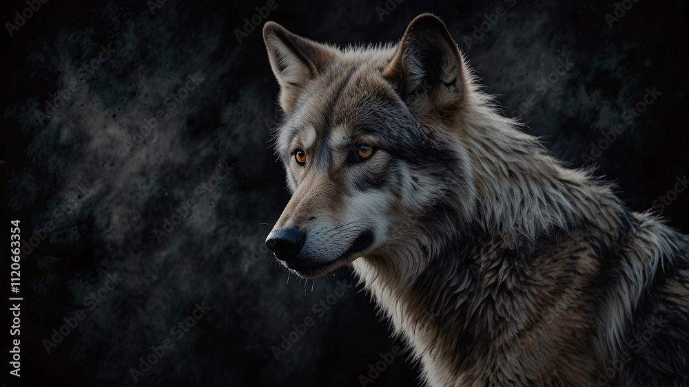 Wild Wolf in a Dark Abstract Wilderness Setting High Resolution Professional Image with Dramatic Artistic Elements Wild Wolf in a Dark Abstract Wilderness Setting High Resolution Professional Image with Dramatic Artistic Elements