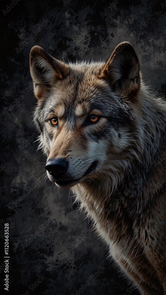 Fototapeta premium Wild Wolf in Abstract Wilderness Dark Photography with Professional High Resolution Quality and Beautiful Artistic Touches
