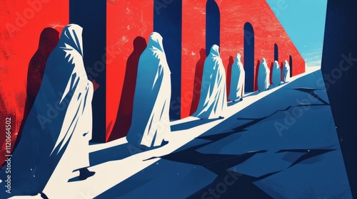 Illustration representing Romera del Rocos spiritual pilgrimage in Andalusia photo