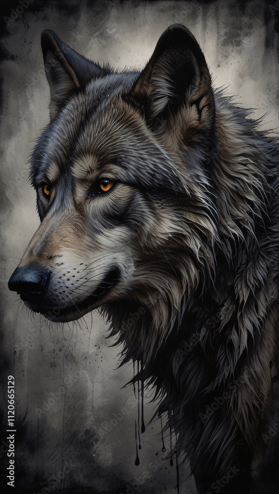 High Quality Wild Wolf with Bold Dark Abstract Background Captivating and Powerful Professional Image High Quality Wild Wolf with Bold Dark Abstract Background Captivating and Powerful Professional Image