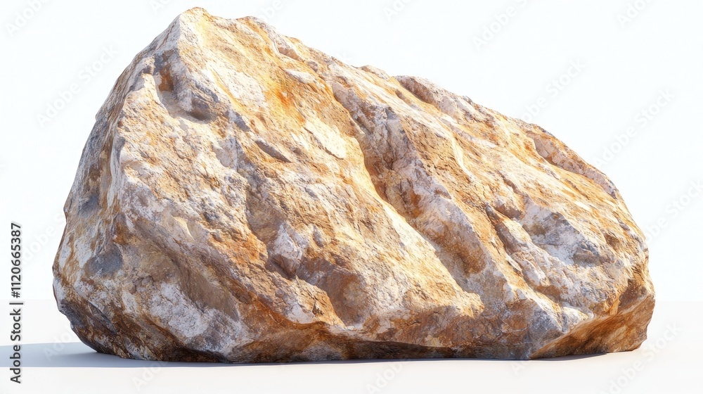 A large, textured rock with a rough surface and earthy tones, set against a light background. A large, textured rock with a rough surface and earthy tones, set against a light background.
