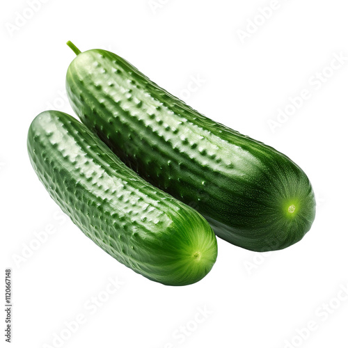Juicy Cucumber with Shiny Green Skin Isolated on White Background