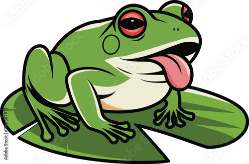 a illustrator vector frog with a white backround