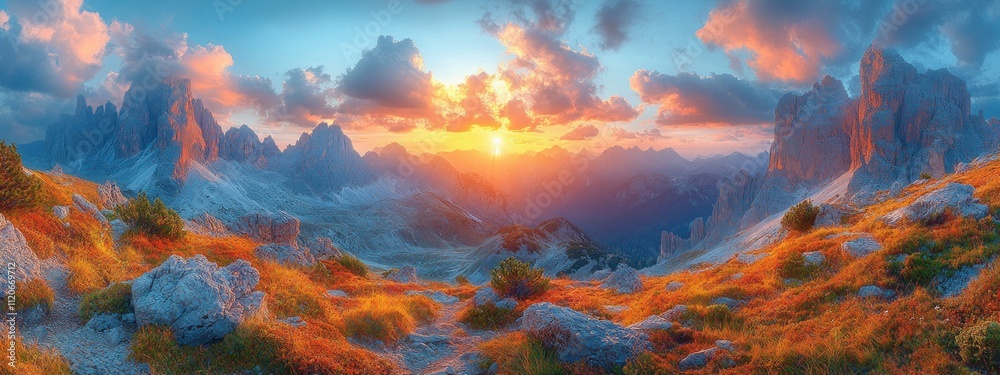 Sunset Hike in the Dolomites Adventure Trekking Group Nature Journey Mountain Travel Outdoor