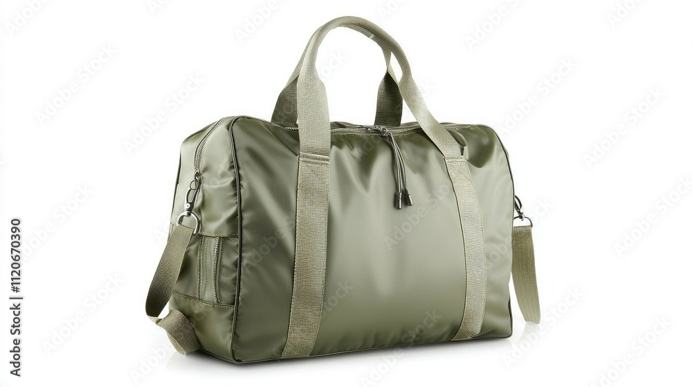 A stylish olive green duffel bag designed for travel and leisure activities. A stylish olive green duffel bag designed for travel and leisure activities.
