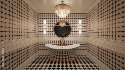 Luxurious Hollywood Regency Style Bathroom Design with Elegant Details photo