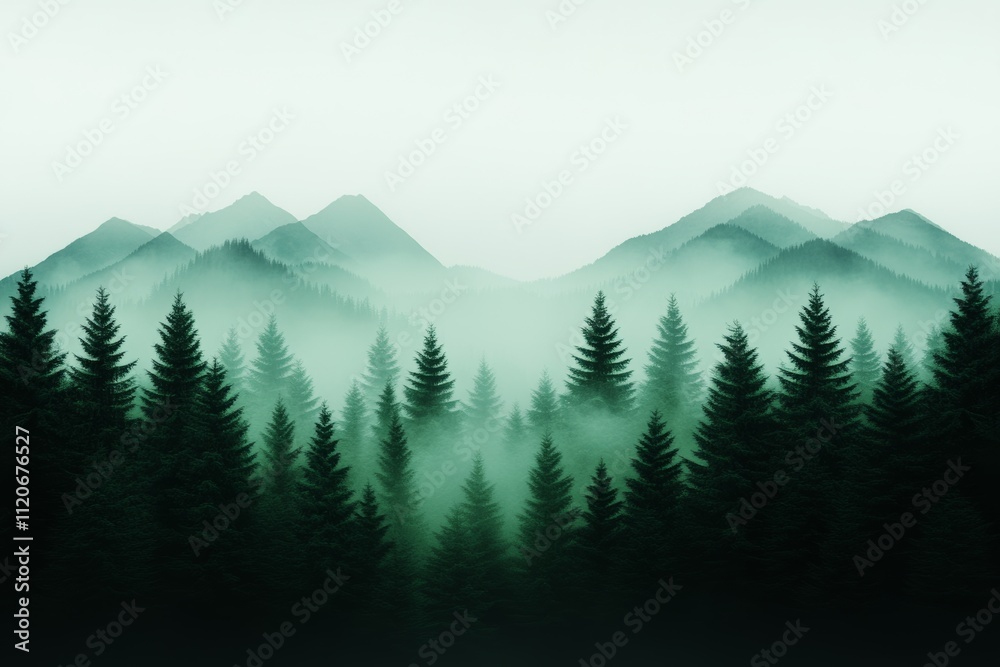 Fototapeta premium Misty Mountain Forest Landscape