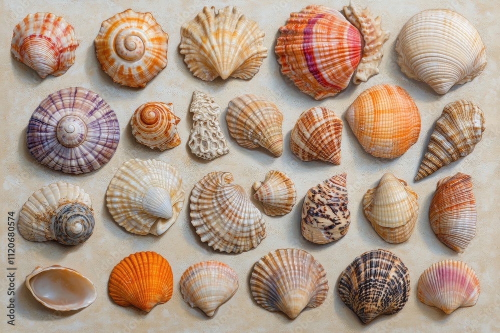 Collecting colorful sea shells on sandy beach marine life display natural environment close-up view coastal beauty Collecting colorful sea shells on sandy beach marine life display natural environment close-up view coastal beauty