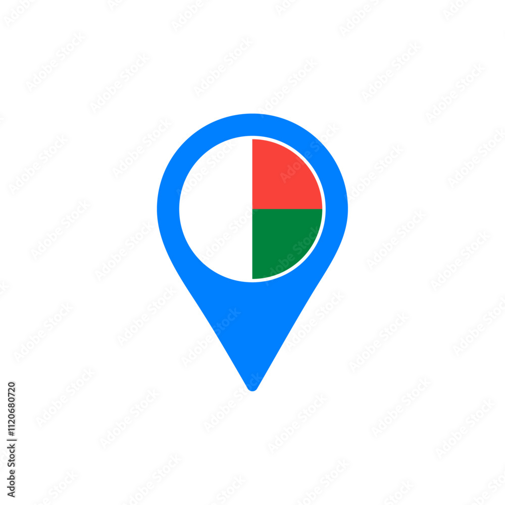 Madagascar location pin vector with national flag design Madagascar location pin vector with national flag design