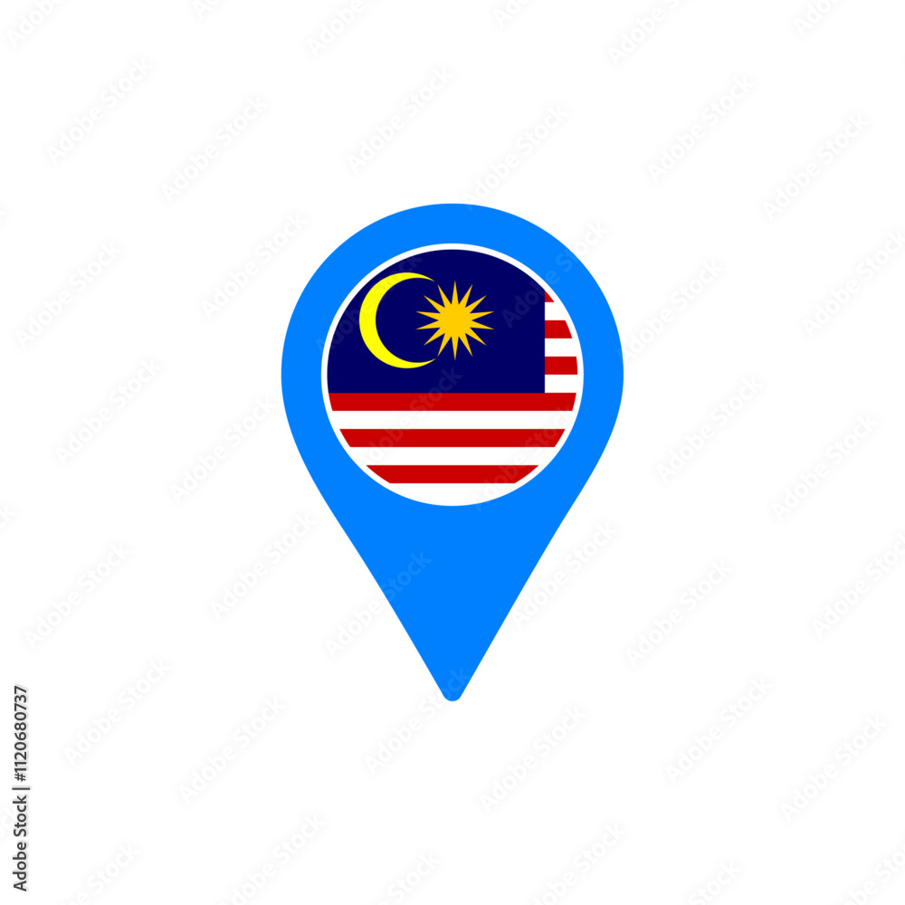 Malaysia location pin vector with national flag design Malaysia location pin vector with national flag design