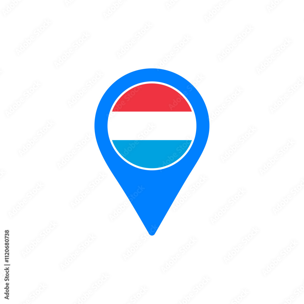 Luxembourg location pin vector with national flag design Luxembourg location pin vector with national flag design