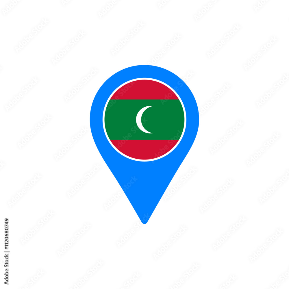 Maldives location pin vector with national flag design Maldives location pin vector with national flag design