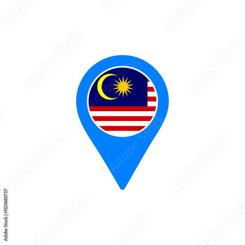 Free Download Malaysia location pin vector with national flag design - GFXLoad
