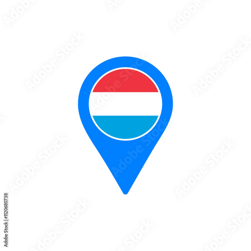 Free Download Luxembourg location pin vector with national flag design - GFXLoad