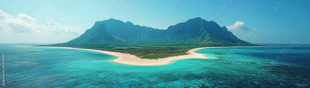 Exploring tropical paradiseaerial view of scenic island lush landscape vibrant waters serene environment Exploring tropical paradiseaerial view of scenic island lush landscape vibrant waters serene environment