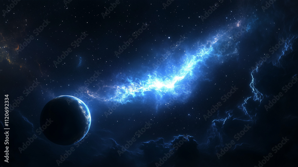 Obraz premium Majestic Glowing Nebula and Starry Night Perfect for Sci-Fi, Fantasy, and Space Exploration Projects