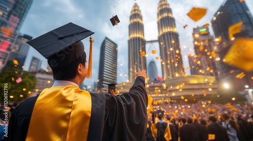 Graduation Celebration in Kuala Lumpur with Colorful Caps
