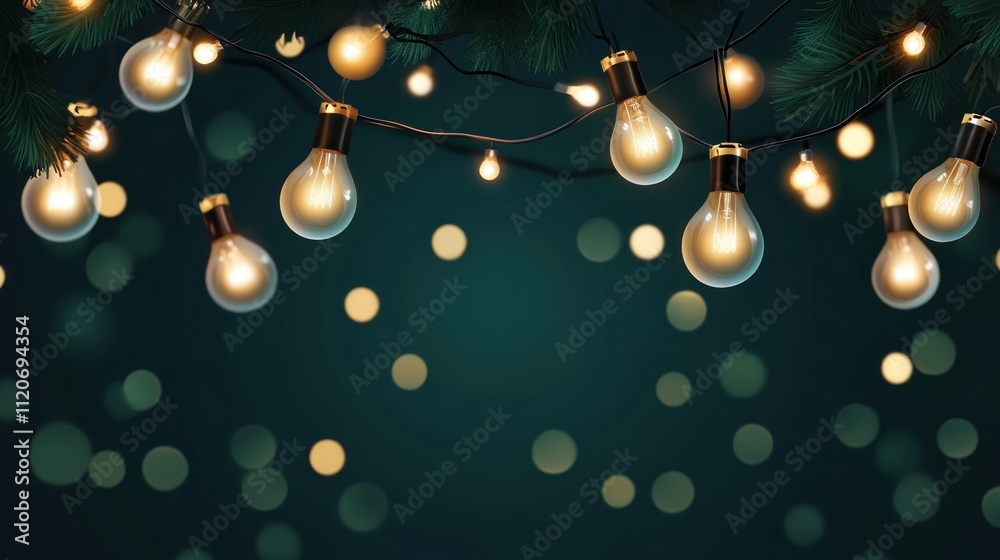 Decorative string lights with a blurred bokeh background, creating a festive atmosphere.