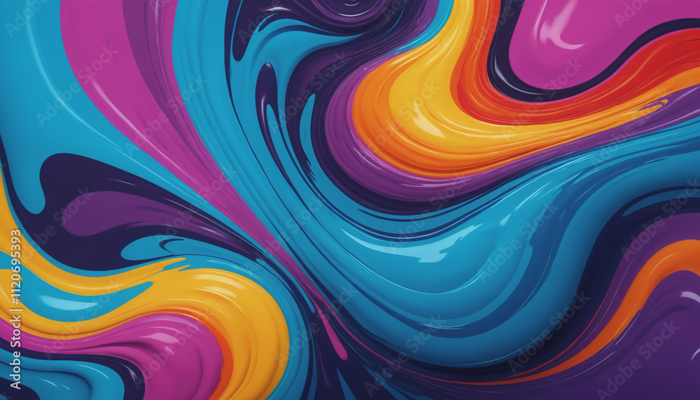 Fototapeta premium Abstract colorful fluid liquid paint background swirls
