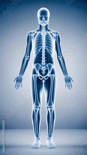 High Quality X Ray Photograph of Human Body Focusing on the Skeletal System and Detailed Bone Structures for Clinical and Medical Purposes