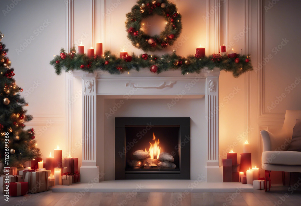 Fireplace with christmas decorations seamless looping time-lapse virtual video animation background Fireplace with christmas decorations seamless looping time-lapse virtual video animation background