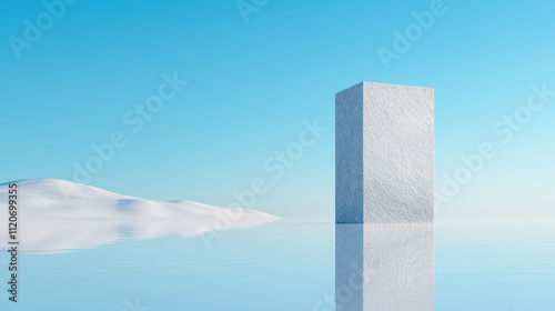 Monolithic Structure in a Snowy Landscape photo