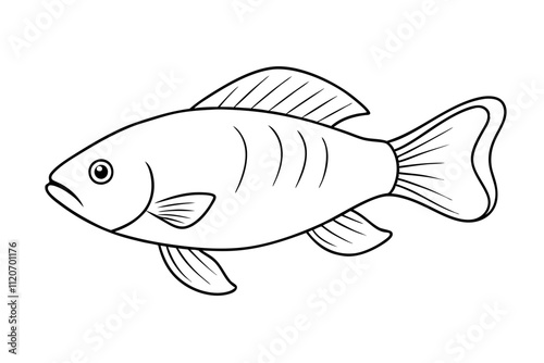 Gourami Aquarium Fish Line Art Vector—Elegant Tropical Fish Design 