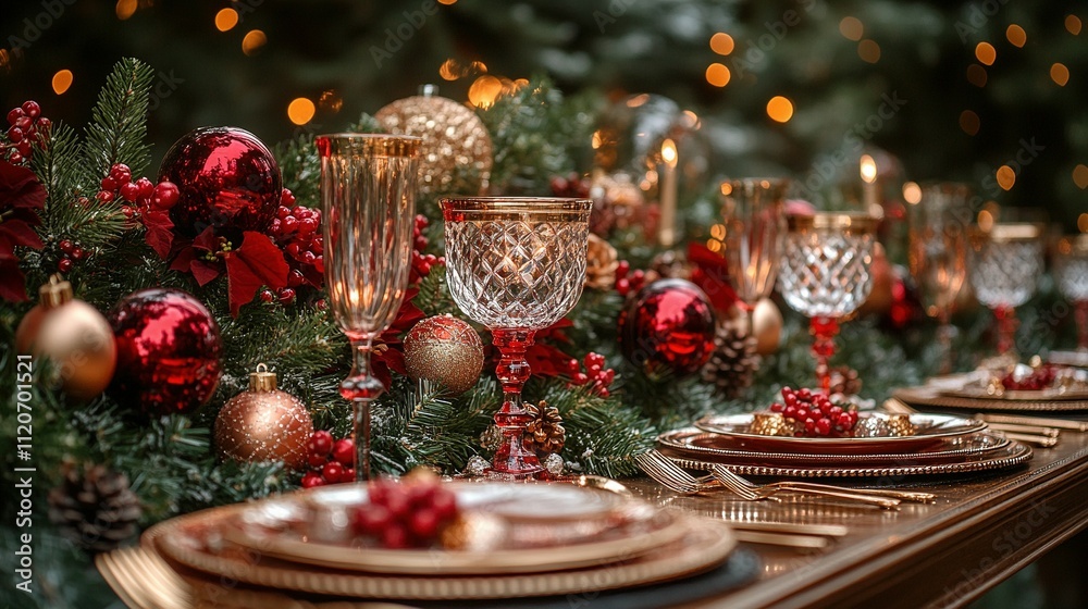 Festive Christmas Table Setting With Elegant Decor Festive Christmas Table Setting With Elegant Decor