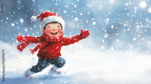 Joyful Child Playing in the Snow