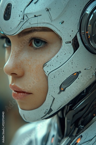 Futuristic Battle Assistance Robot Portrait Hyper-Realistic Metal Close-Up