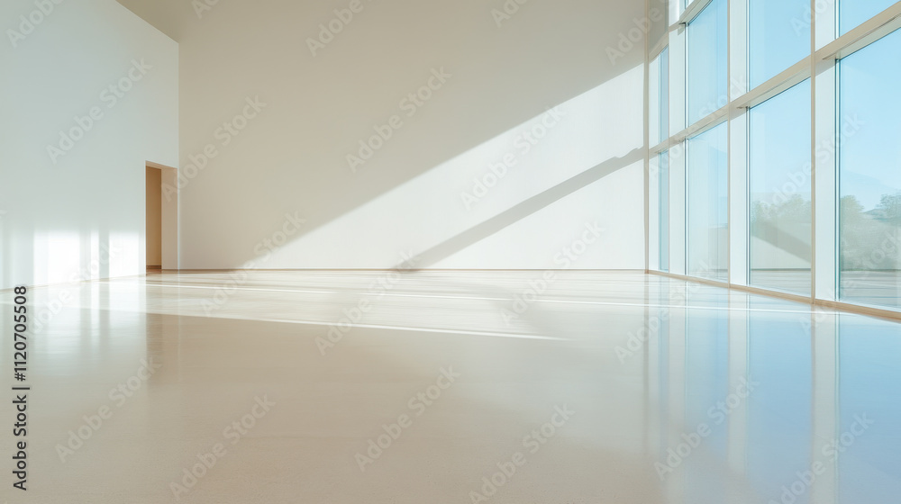 Fototapeta premium Modern Minimalist Interior with Large Windows