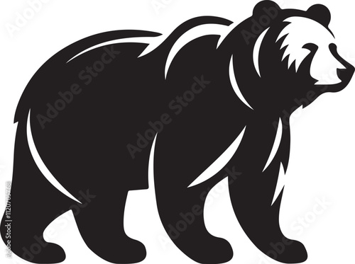 Bear Silhouette Vector Illustration, Bear icon, Bear silhouette