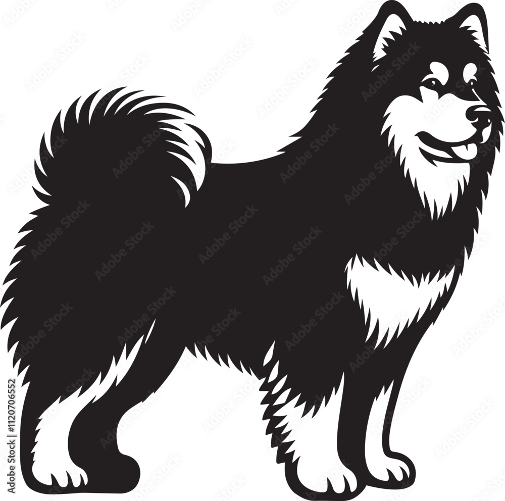 Obraz premium Alaskan Malamute Dog Vector illustration, silhouette clip art