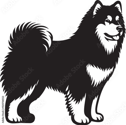 Alaskan Malamute Dog Vector illustration, silhouette clip art