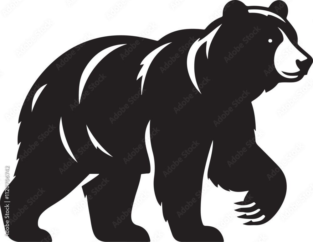 Obraz premium Bear Silhouette Vector Illustration, Bear icon, Bear silhouette