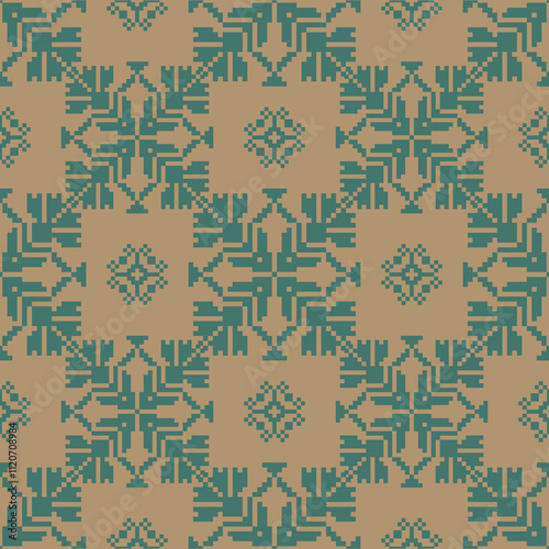 Art Abstract with Pixel Art Designs. Traditional Cross Stitch needlework. Geometric Ethnic Pattern, Embroidery, Textile Ornamental, Fabric, Hand Stitch Pattern, Cultural Stitching Pixel Art