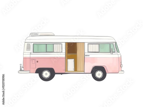 Vintage Pink Camper Van for Road Trips and Adventures